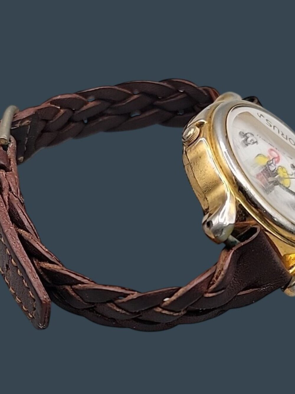 Vtg Lorus Seiko Disney 1990s Mickey Mouse Musical Watch 8" Braided Leather 34mm - Picture 14 of 15